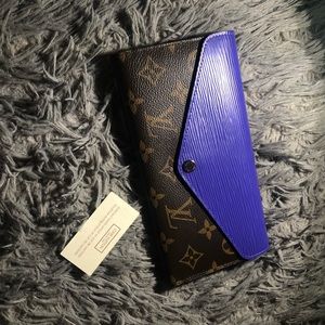 LV marie epi monogram long marie lou wallet purple